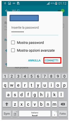 Digita la password di rete