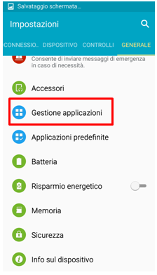 seleziona Gestione Applicazioni