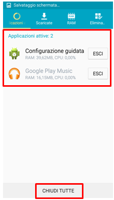 Scegli chiudi tutte per chiuderle