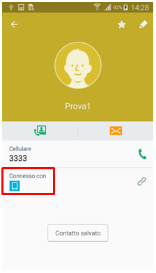 Una volta salvato il contatto comparira nell elenco della rubrica