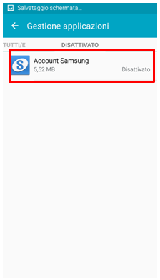 seleziona l'applicazione