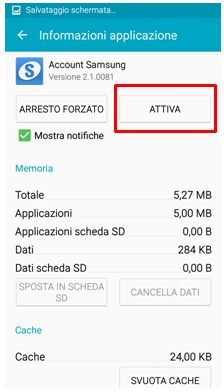 premi su Attiva