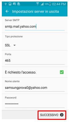 premi su Successivo