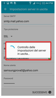 Controllo delle impostazioni del server in uscita