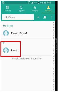 Visualizzazione di contatto
