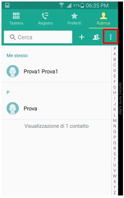 Per caricare i contatti su Google premi i 3 puntini