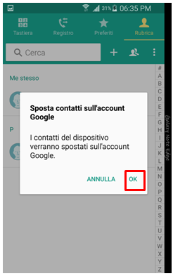 premi su OK
