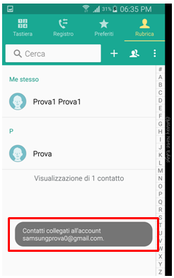 Contacti collegati all'account