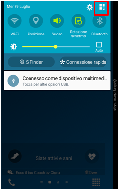 Apri il menu notifiche trascinandolo verso il basso