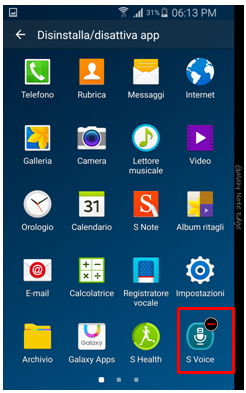 Verifica che l'applicazione che desideri disattivare presenti il segno "meno"