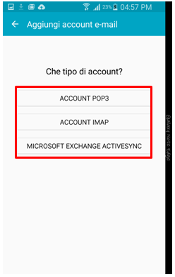 Aggiungi account e-mail