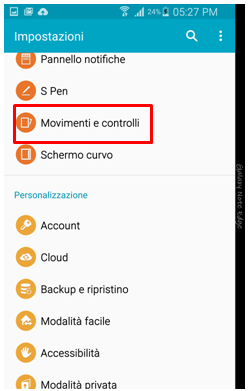 Opzione Movimenti e controlli