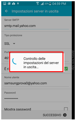 Controllo delle impostazioni del server in uscita