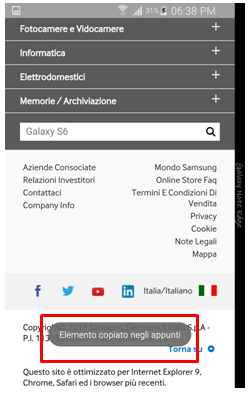 Il testo/la foto vengono salvati negli appunti della tastiera Samsung