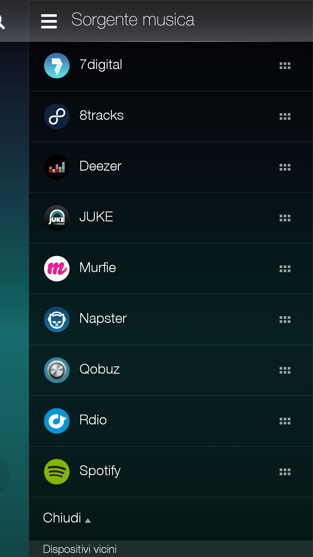poi dall'elenco scegliere Spotify