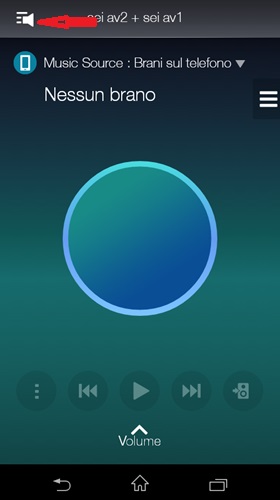 Oppure dalla schermata principale dell'applicazione Samsung Multiroom selezionare l'icona dell'altoparlante