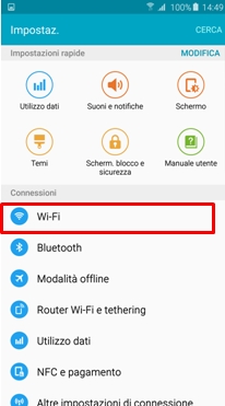 Seleziona Wi-Fi
