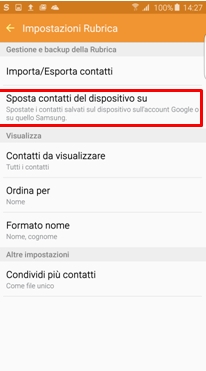 scegli Sposta contatti del dispositivo