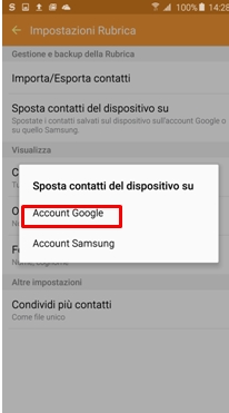Seleziona Account Google