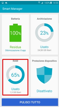 seleziona l'opzione RAM