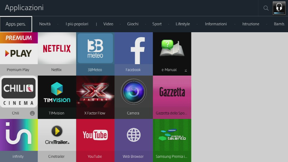 area Apps pers Smart TV