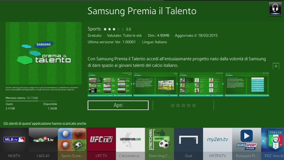 Download di applicazioni nella Smart TV