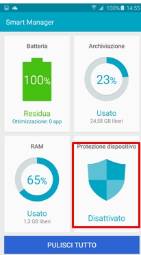 seleziona Protezione dispositivo