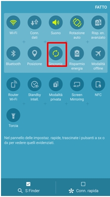 deve essere attiva la sincronizzazione