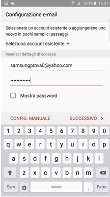 inserire il tuo indirizzo di posta elettronica e relativa password di accesso