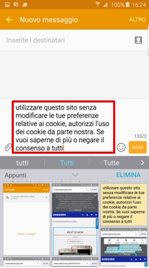puoi incollare i dati tenendo a lungo premuto all'interno del campo di scrittura