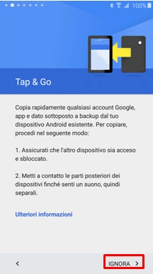 Nella prima schermata compare la lingua da selezionare