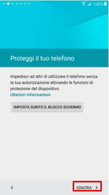 In questo esempio salteremo questo passaggio selezionando Ignora