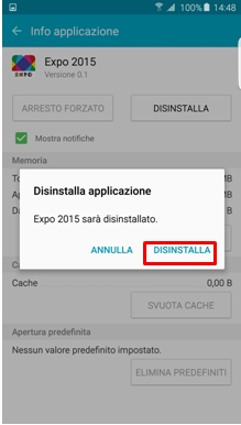 Puoi premi su disinstalla