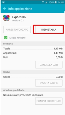 Seleziona l'applicazione che desideri disinstallare dall'elenco Scaricate