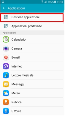 Seleziona Gestione Applicazioni