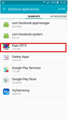 Seleziona l'applicazione che desideri disinstallare