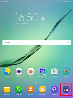 Dalla schermata di standby, seleziona Applicazioni