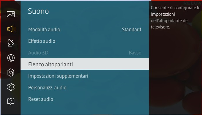 Selezionare la voce Elenco altoparlanti, quindi premere OK