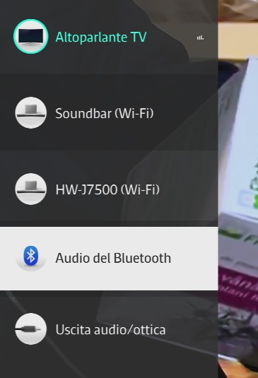 Selezionare opzione Audio del Buletooth, quindi premere OK