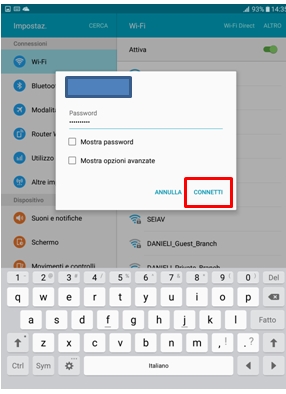 e premi connetti