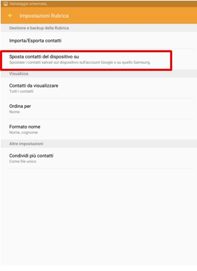 Scegli Sposta contatti del dispositivo