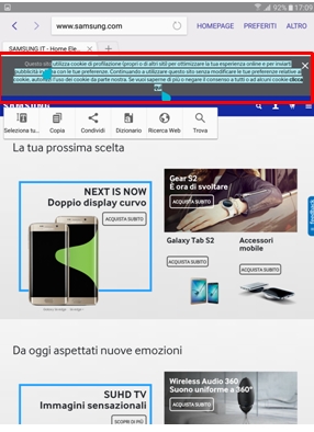 Premi a lungo sul testo che desideri copiare, in automatico ti appare una finestra con le opzioni