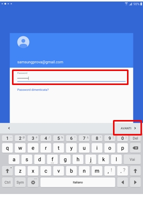 Inserisci il tuo password