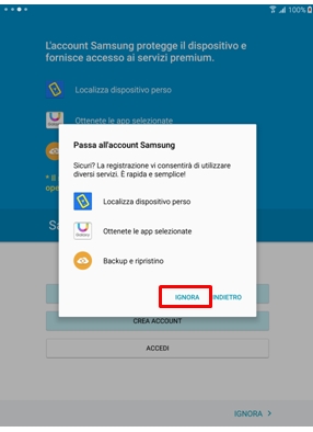 IGNORA sul pop-up che comparirà
