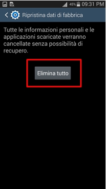 Seleziona elimina tutto