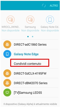 Funzione Condividi Contenuto