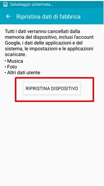 Seleziona Ripristina Dispositivo