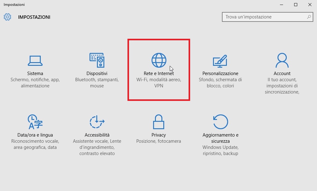 Modificare le impostazioni di rete e Internet