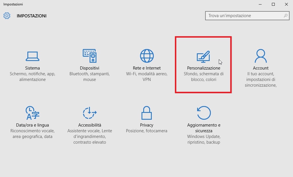Opzioni di personalizzazione