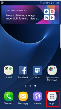 Dalla schermata principale seleziona App